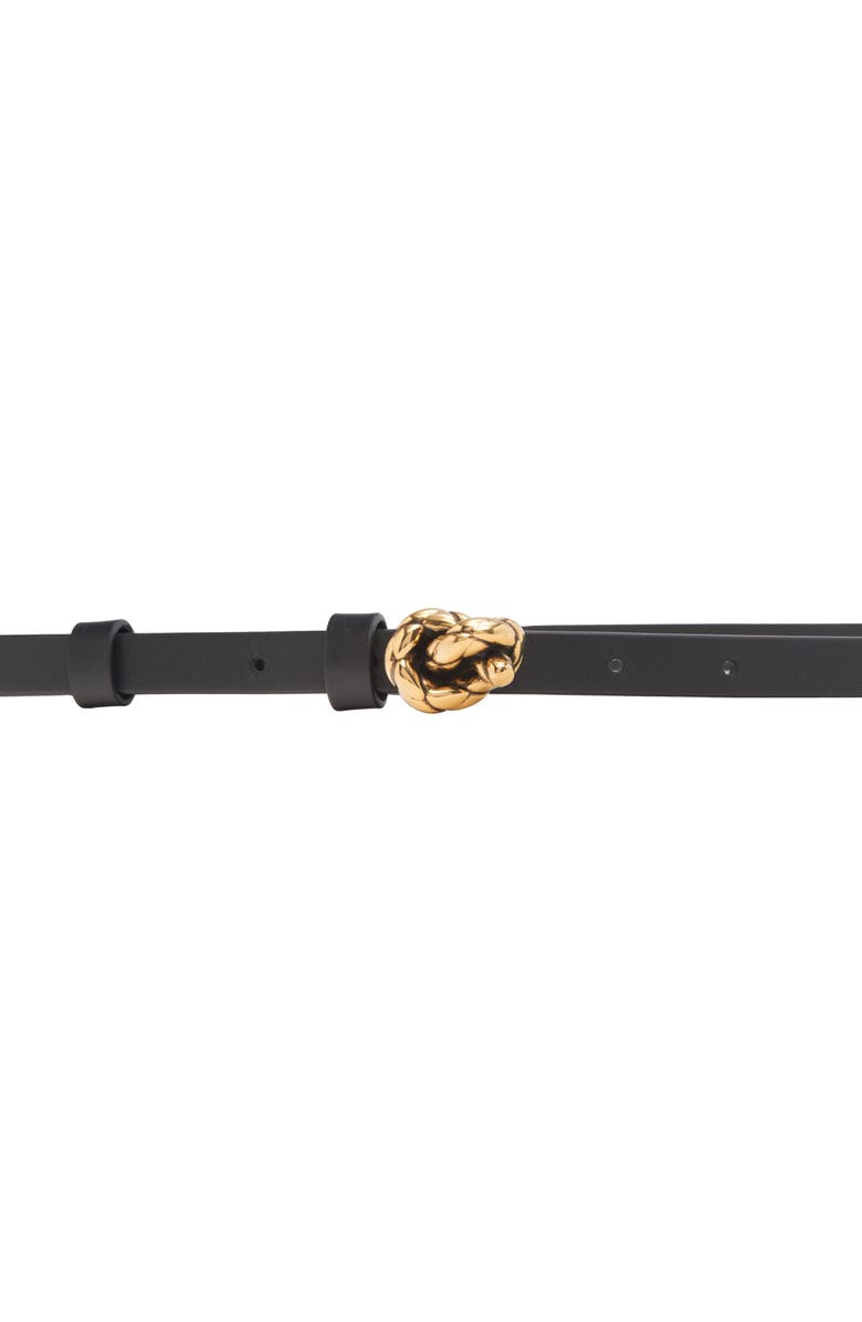 Bottega Veneta Intreccio Buckle Leather Belt, Alternate, color, Black-M Brass