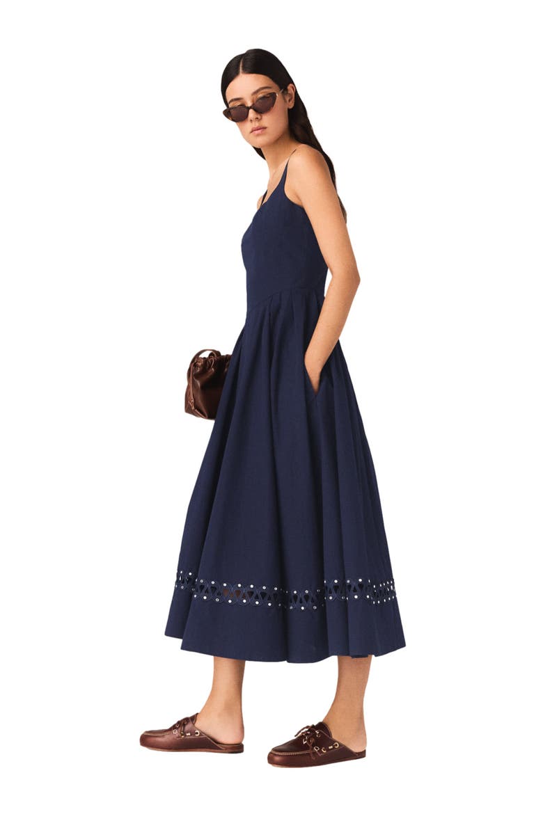 Flared midi dress, Alternate, color, Navy
