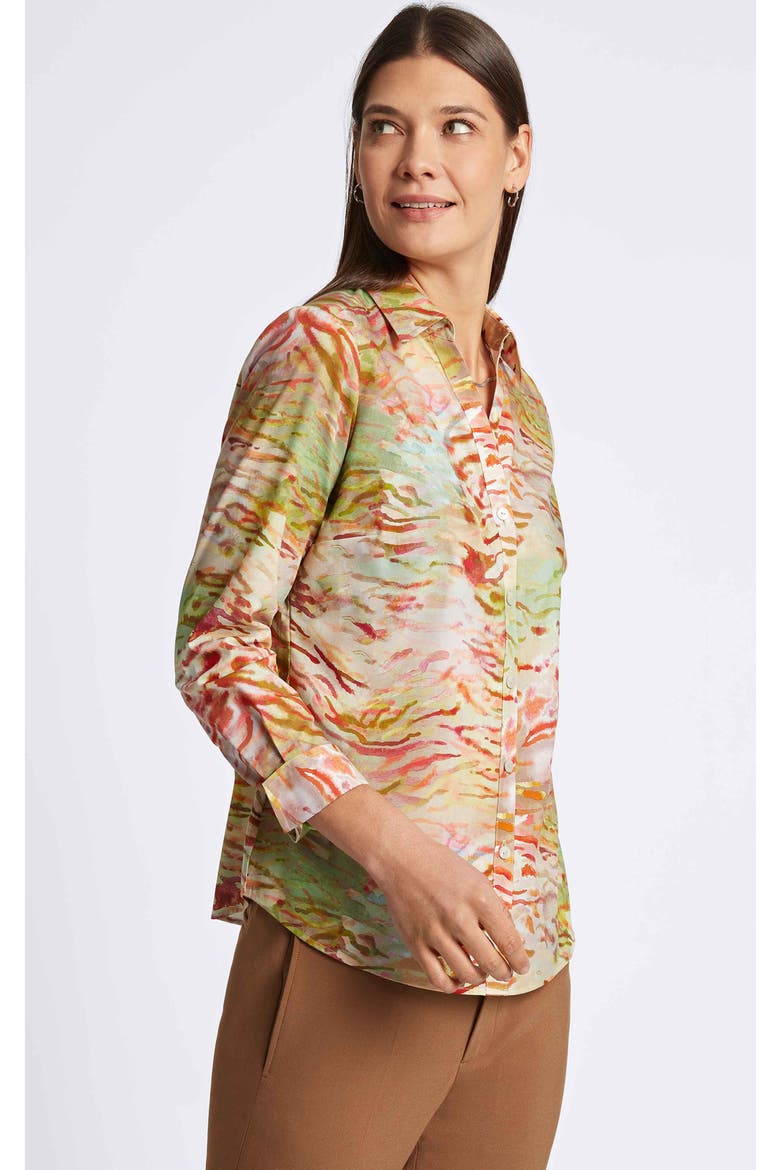 Mary Watercolor Zebra Cotton Button-Up Shirt, Alternate, color, MULTI