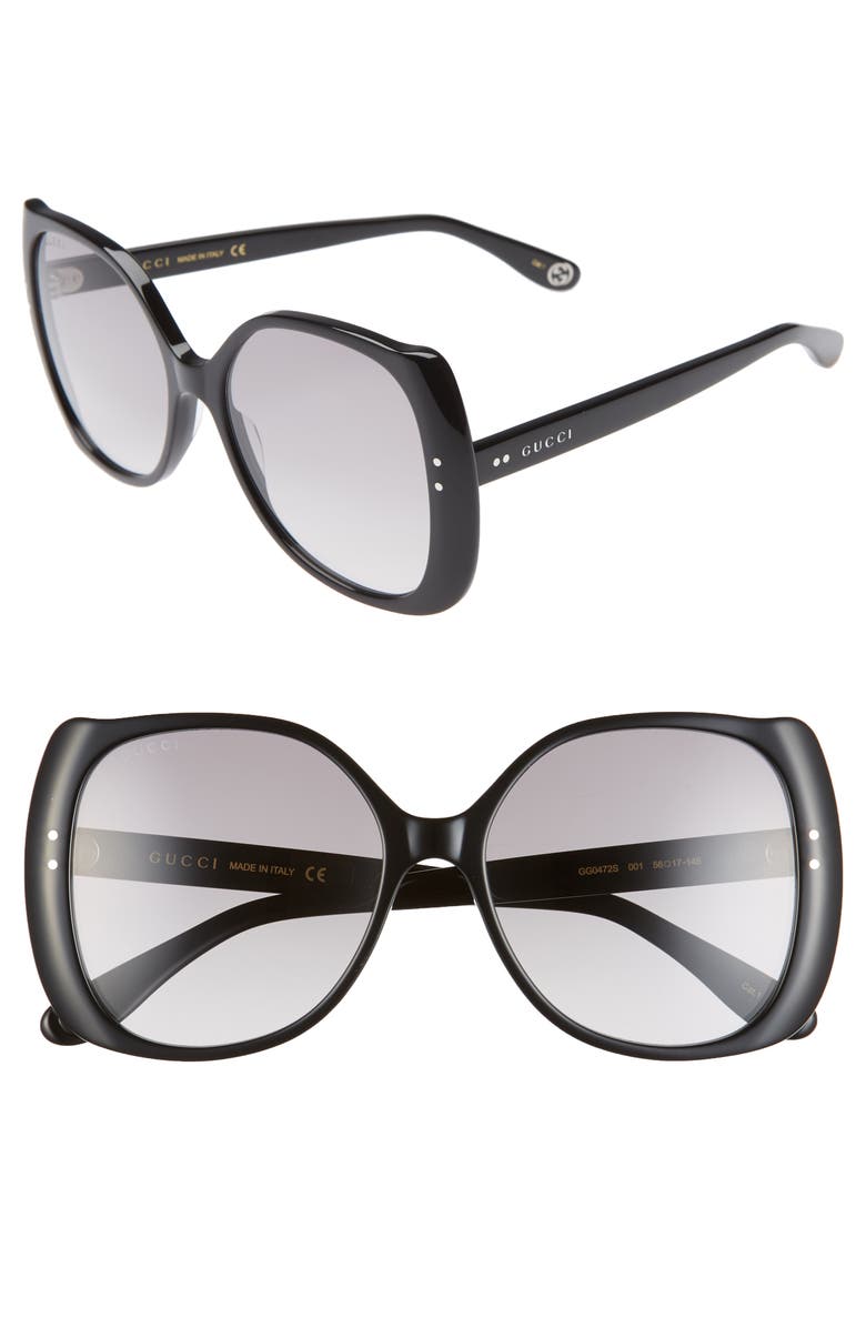 Gucci 56mm Gradient Butterfly Sunglasses, Main, color, 