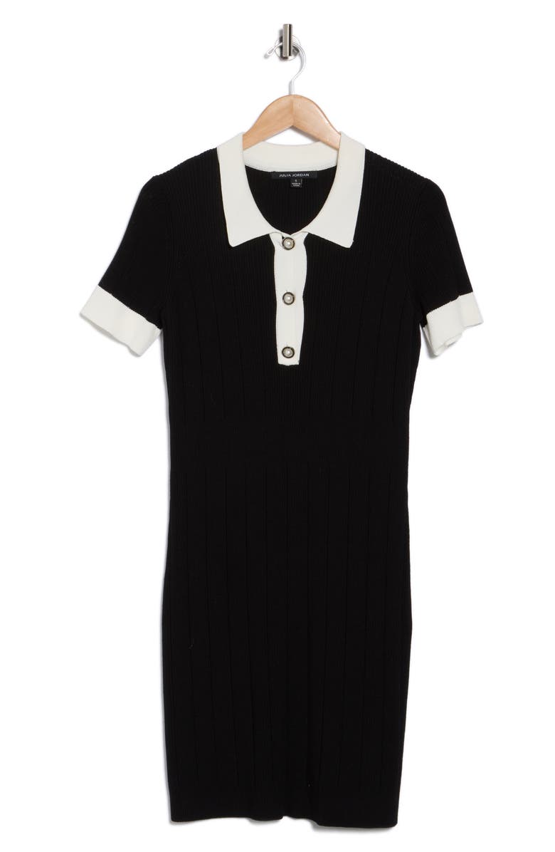 Julia Jordan Collared Ribbed Sweater Dress, Alternate, color,