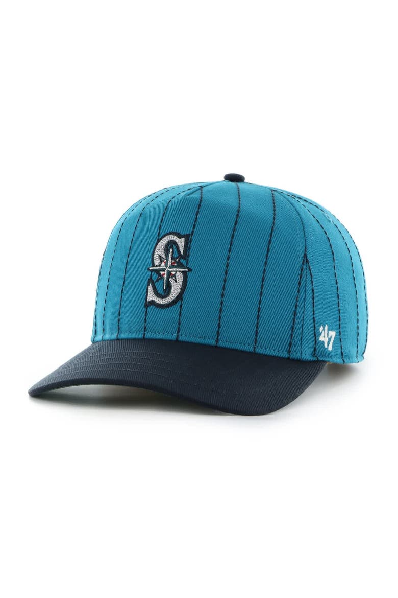 Men's '47 x Rawlings Teal/Navy Seattle Mariners Pinstripe Hitch Adjustable Hat, Alternate, color, Teal