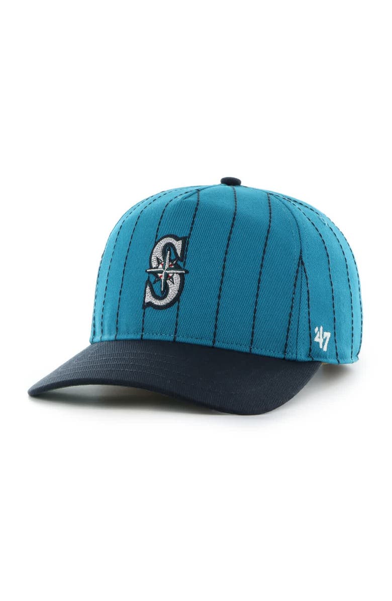'47 Men's '47 x Rawlings Teal/Navy Seattle Mariners Pinstripe Hitch Adjustable Hat, Alternate, color, Teal