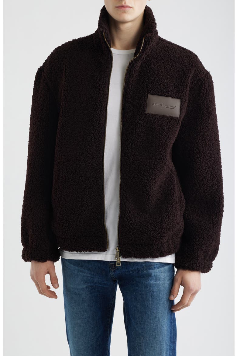 Mach Graphic High Pile Fleece Jacket, Main, color, CHOCOLATE BROWN