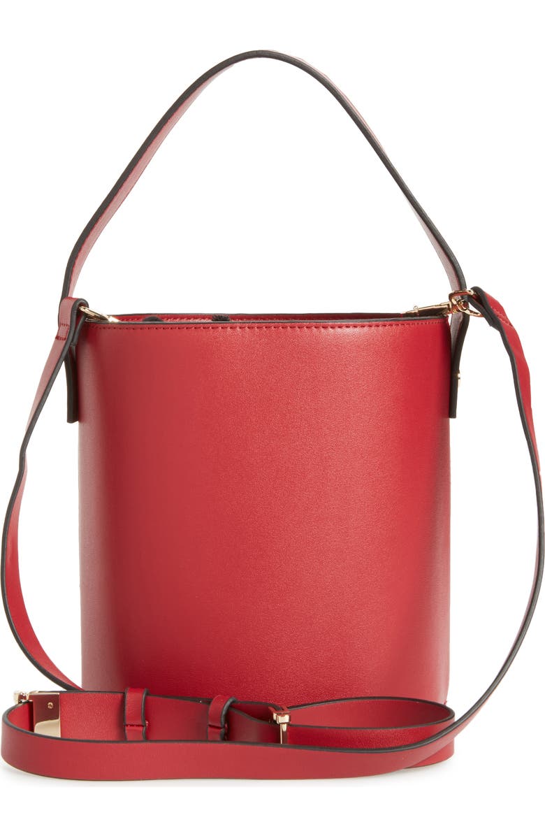 Topshop Cherry True Faux Leather Bucket Bag, Alternate, color,