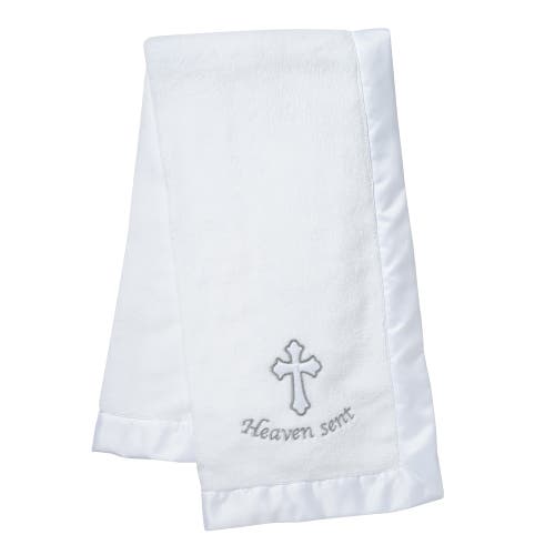 Lambs & Ivy Heaven Sent Baptism/christening Soft Fleece Baby Blanket In White