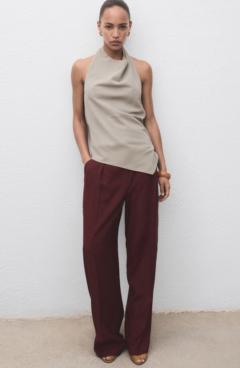 MANGO Asymmetric Open Back Halter Top, Alternate, color, Grey