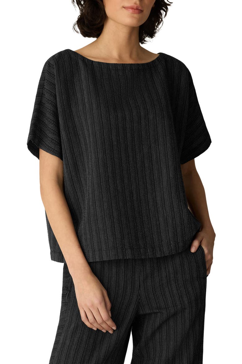 Bateau Neck Dolman Sleeve Striped Top, Main, color, BLACK/ WHITE