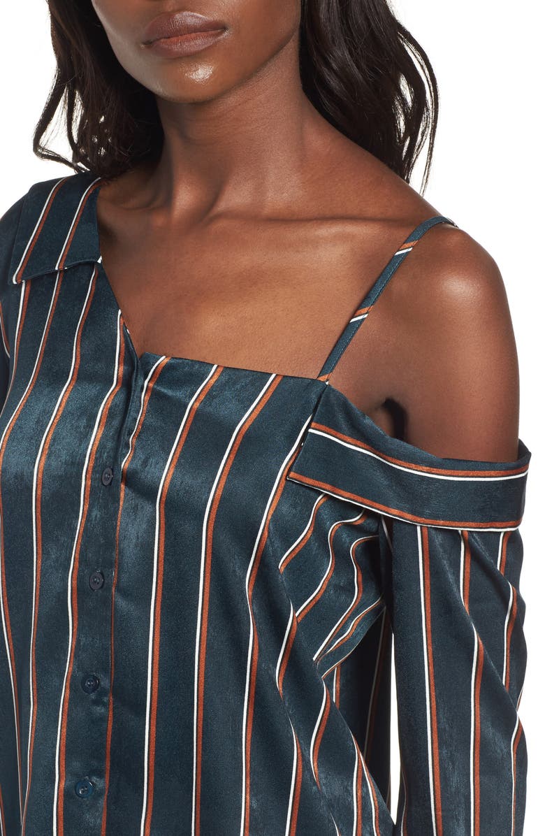 J.O.A. One-Shoulder Stripe Shirt, Alternate, color, 
