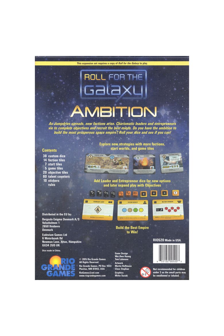 Roll for The Galaxy Board Game Ambition Expansion, Alternate, color, Multicolored