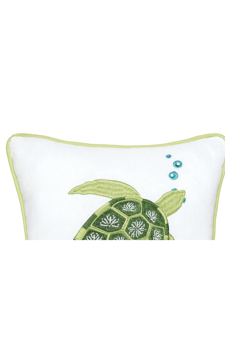Green Turtle Cotton Blend Mini Accent Pillow 10" x 10", Alternate, color, Green