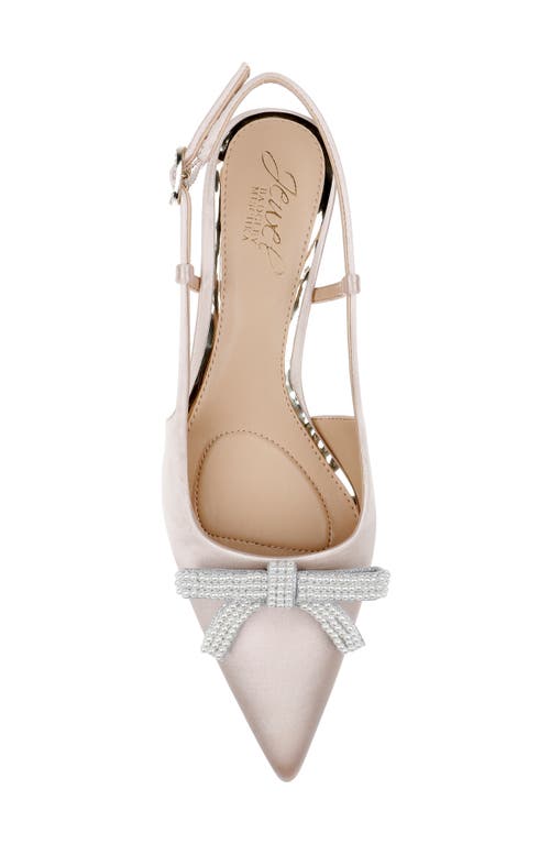Jewel Badgley Mischka Krystia Slingback Pointed Toe Kitten Heel Pump In Champagne Satin