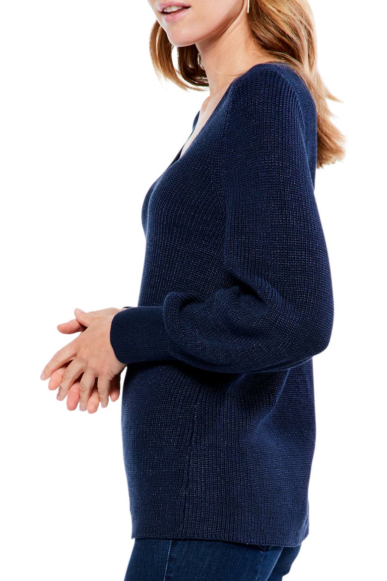 Shaker Stitch Cotton Blend Crewneck Sweater, Alternate, color, BLACK INDIGO