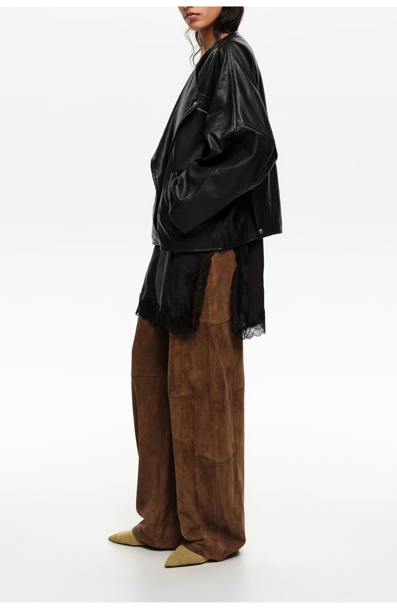 Bimba y Lola Leather Double-Breasted Jacket, Alternate, color, Black