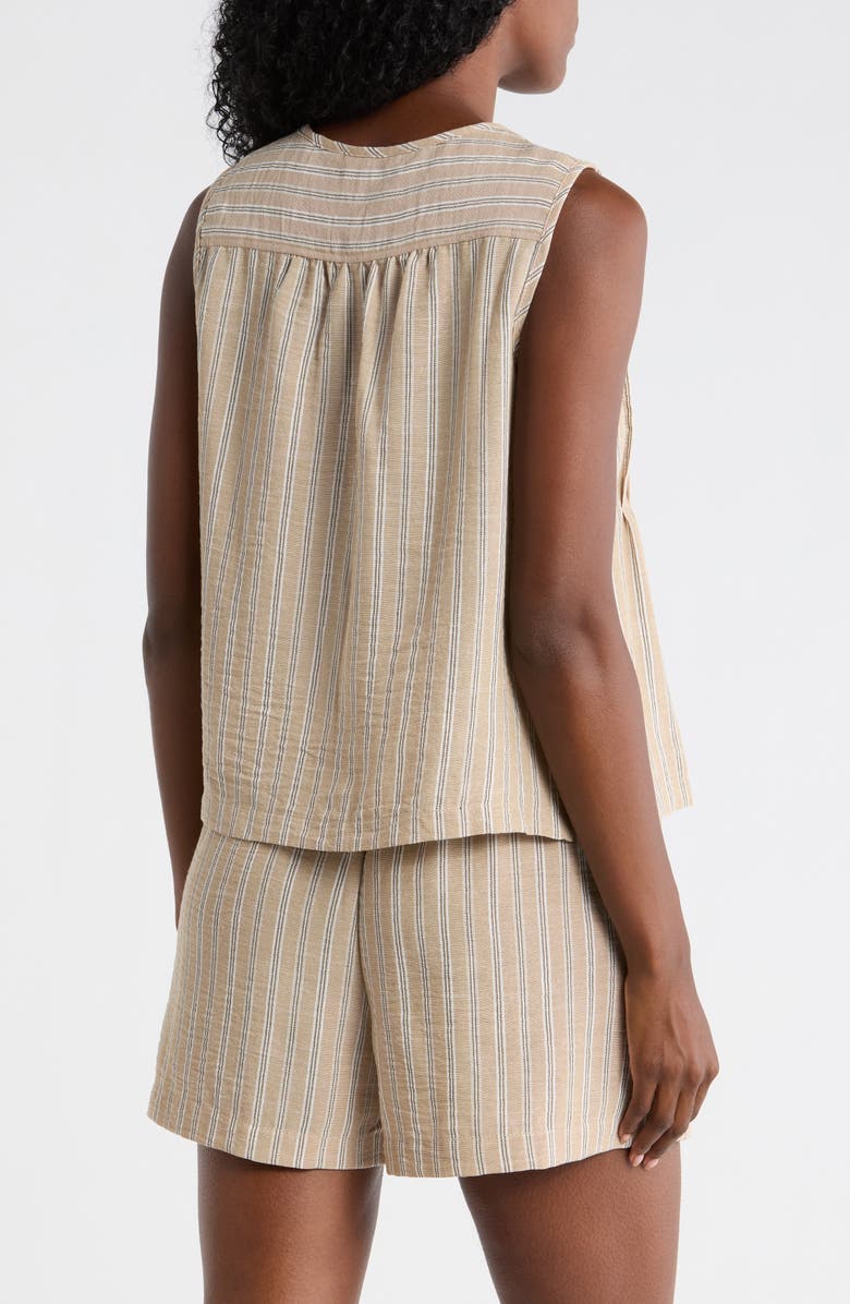 MAX STUDIO Stripe Pintucked Sleeveless Top, Alternate, color, Neutral Stripe