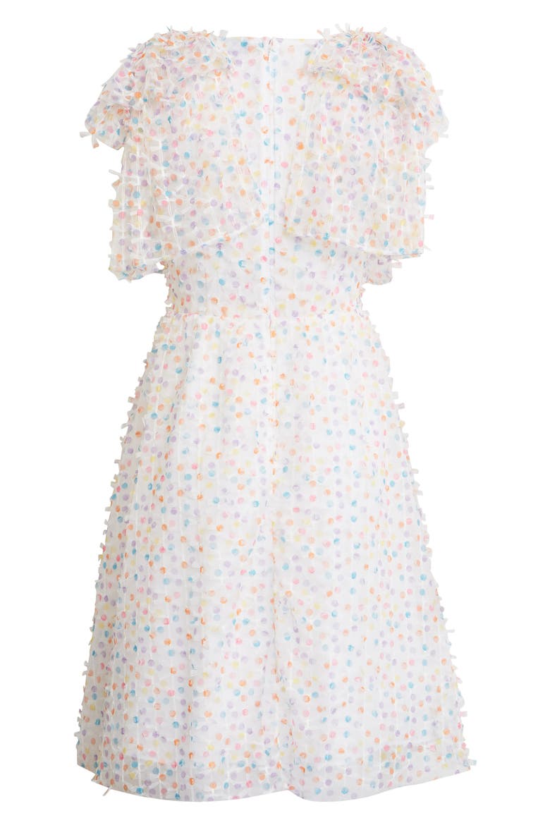 x Atlantic-Pacific Bow Shoulder Textured Dot Dress, Alternate, color, WHITE MULTI MESH DOT