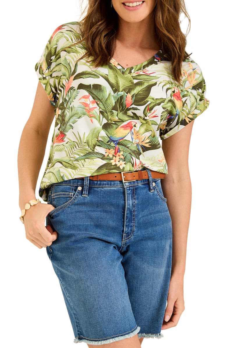 Tommy Bahama Kauai Fronds Forever Palm Print V-Neck T-Shirt, Main, color, 