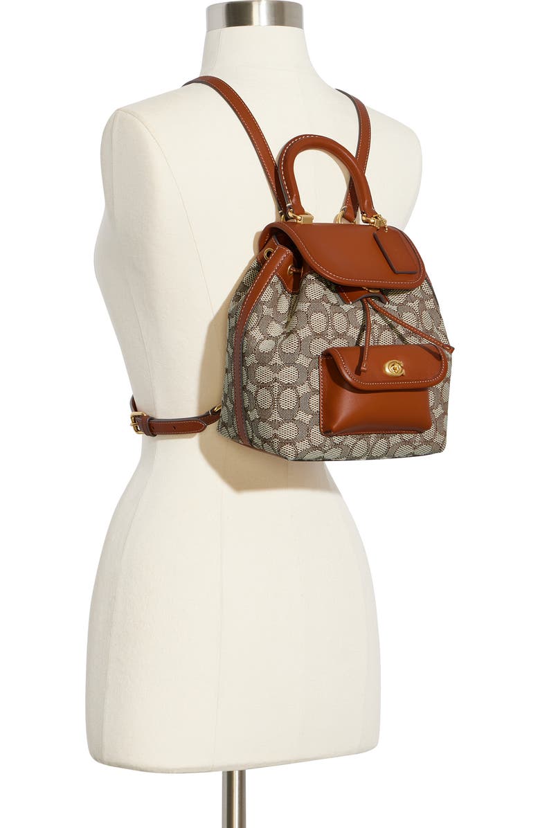 COACH Riya Signature Jacquard & Leather Backpack, Alternate, color,