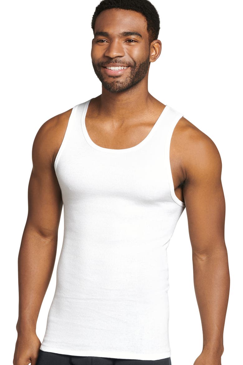 Men's 100% Cotton A-shirt Tank - 8 Pack, Alternate, color, Diamond White