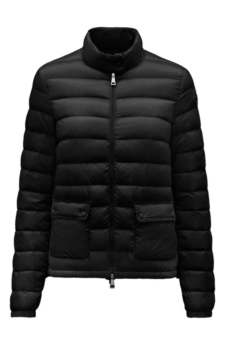 Moncler Lans Quilted Hooded Down Jacket, Main, color, Black