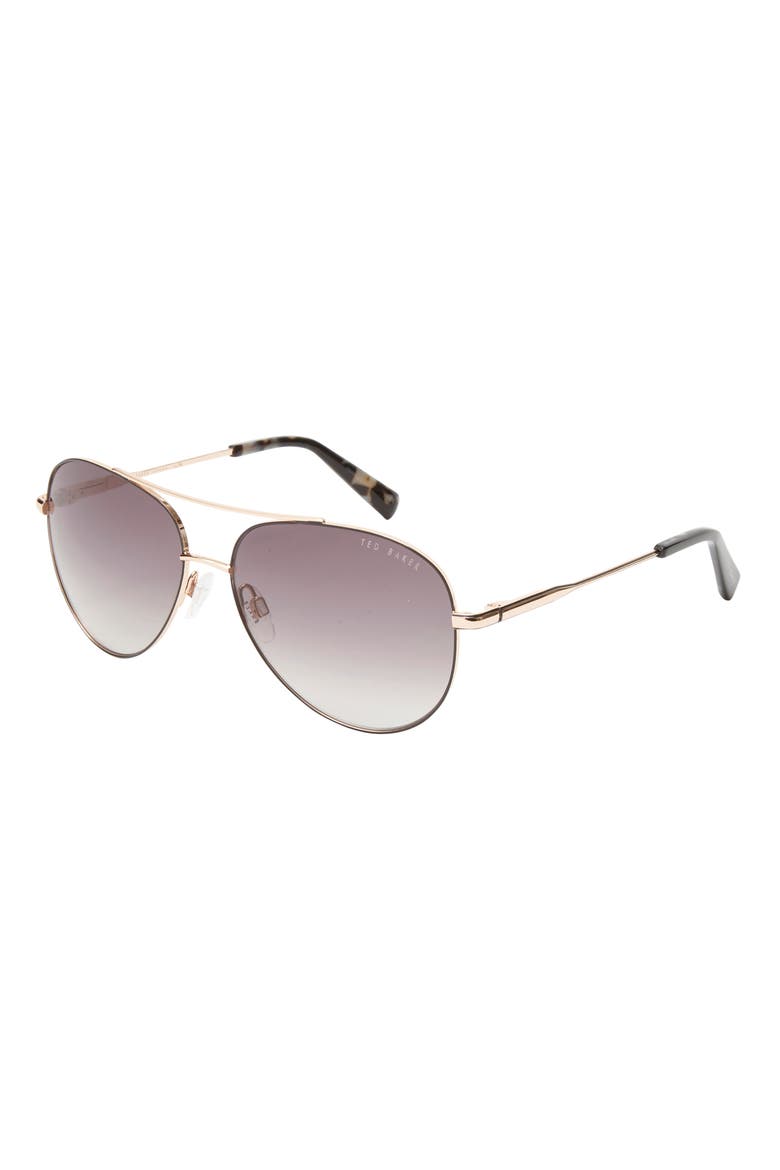 57mm Full Rim Aviator Sunglasses, Alternate, color, GOLD