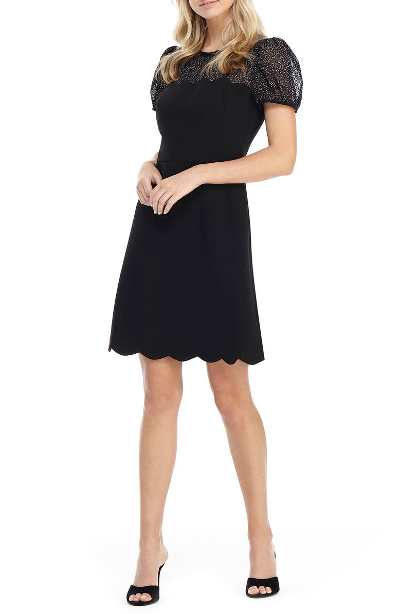 Gal Meets Glam Collection Rhiannon Metallic A-Line Dress, Alternate, color, Black Multi