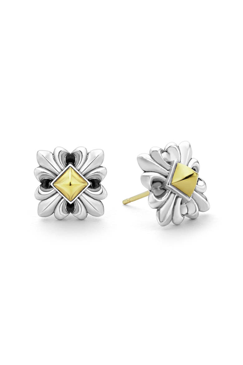 Men's Anthem Medieval Cross Stud Earrings, Alternate, color, TWO TONE