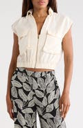 JASON WU Zip Front Linen Blend Crop Top