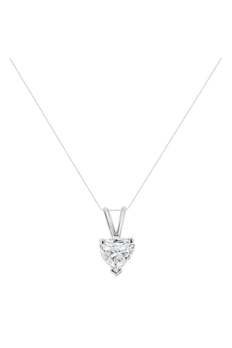 14K White Gold 3/8 Cttw Heart-Shaped Diamond Classic Solitaire Pendant Necklace, Alternate, color, White