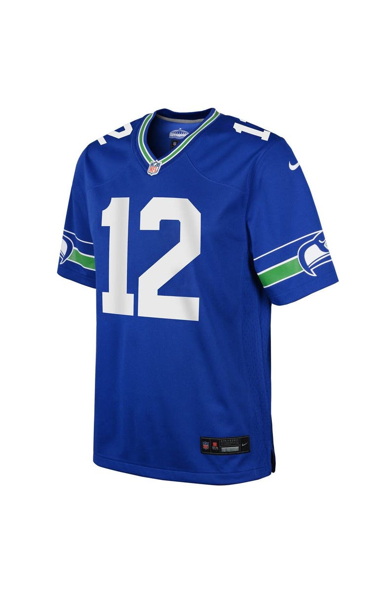 Nike Youth Nike 12s Royal Seattle Seahawks Throwback Player Game Jersey, Alternate, color, Royal