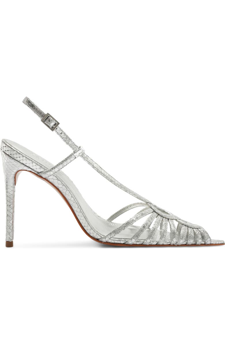 Schutz Seraphine Snakeskin Embossed Slingback Sandal, Alternate, color, Silver