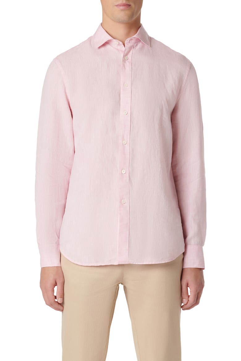 Axel Linen Button-Up Shirt, Main, color, PINK