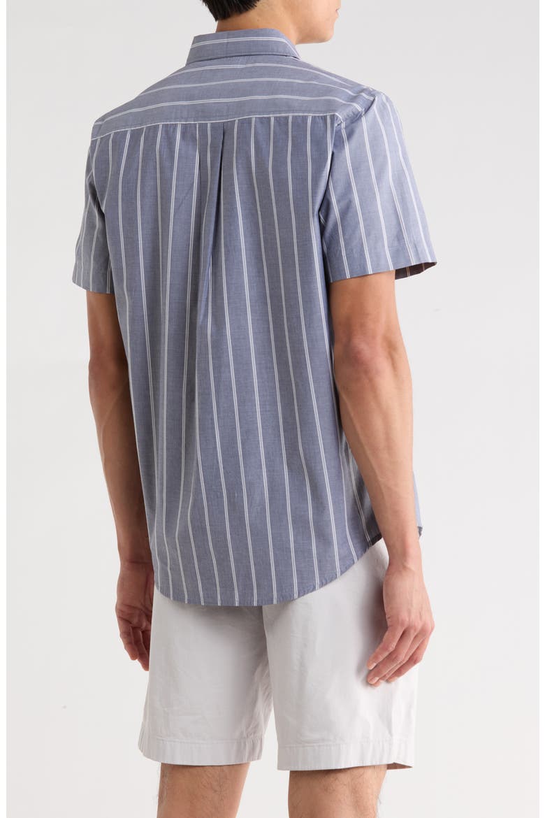 Cotton Poplin Short Sleeve Button-Up Shirt, Alternate, color, NAVY BAND STRIPE