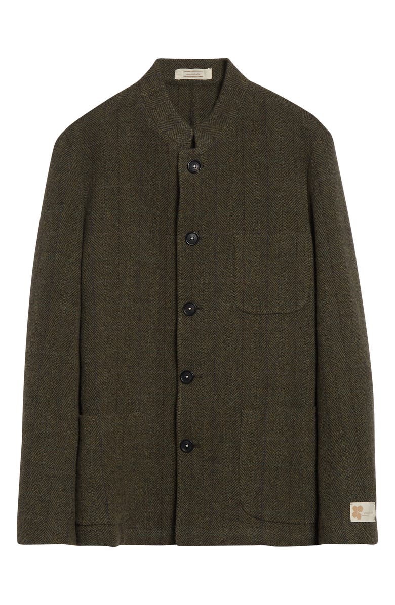 Massimo Alba Wool Herringbone Nehru Jacket, Alternate, color, Oil