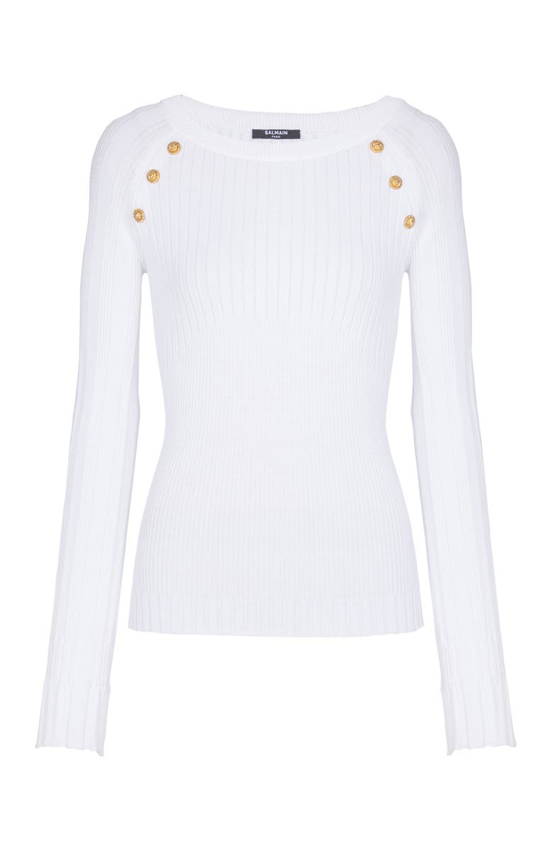Balmain Knit top with buttons, Alternate, color, White