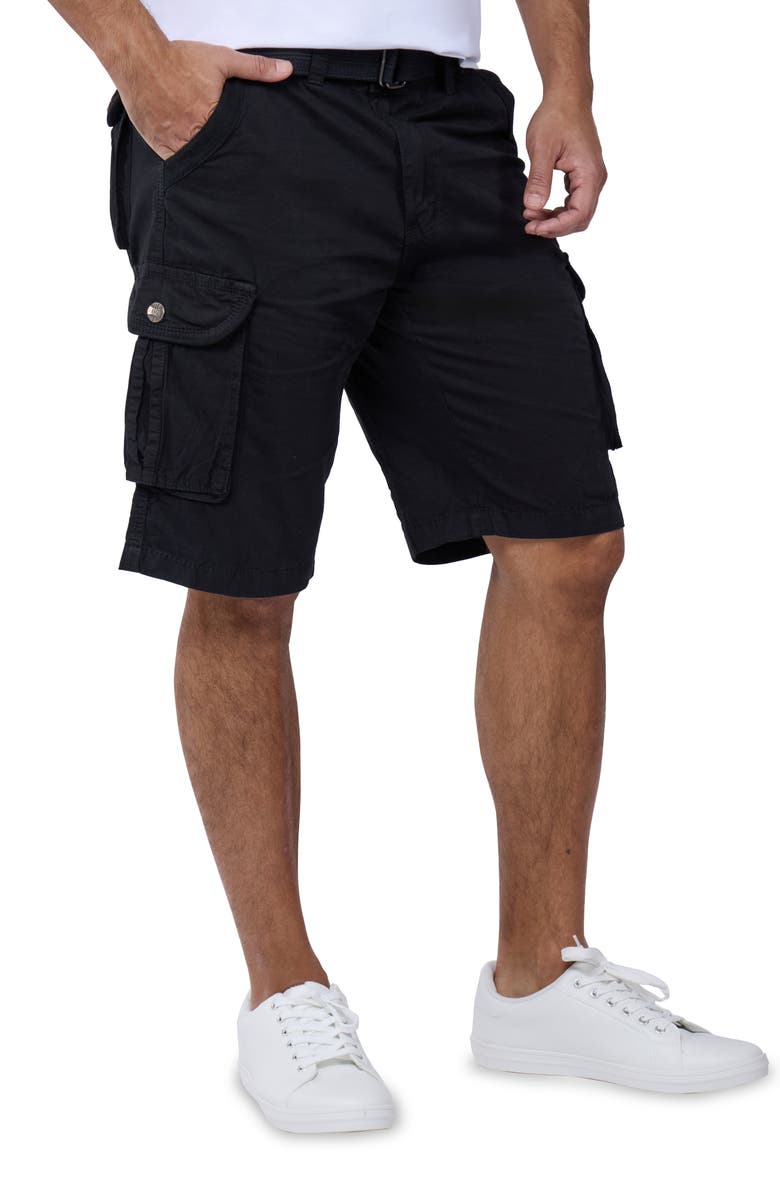 XRAY Belted Cotton Twill Cargo Shorts, Alternate, color, Black