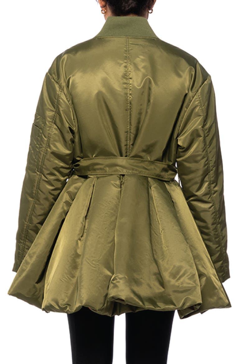 Rosalia Peplum Puffer Bomber Jacket, Alternate, color, GREEN
