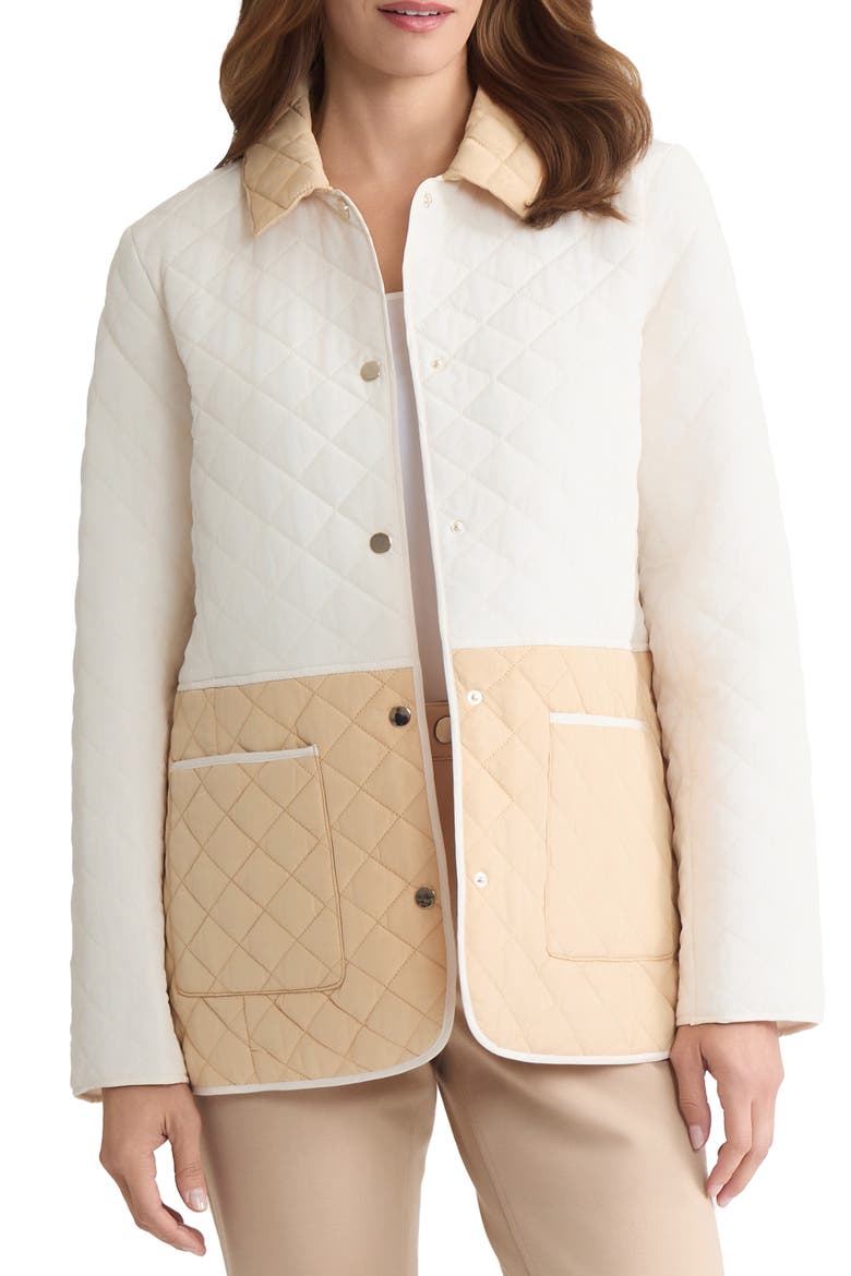 Colorblock Quilted Barn Jacket, Main, color, JONES WHITE/ CAFE AU LAIT