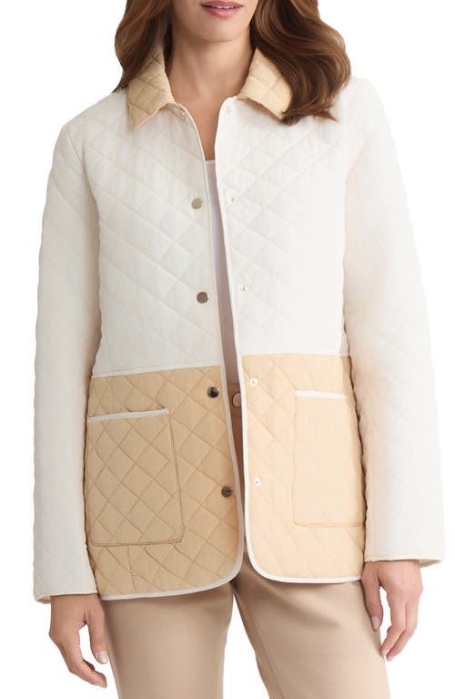 Jones New York Colorblock Quilted Barn Jacket In Multi
