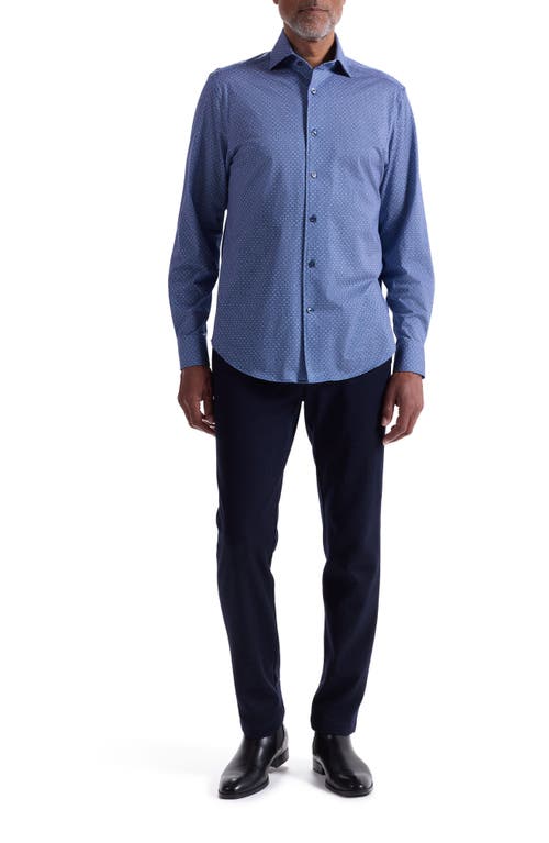 Bugatchi Devon Ooohcotton® Mosaic Print Button-up Shirt In Blue