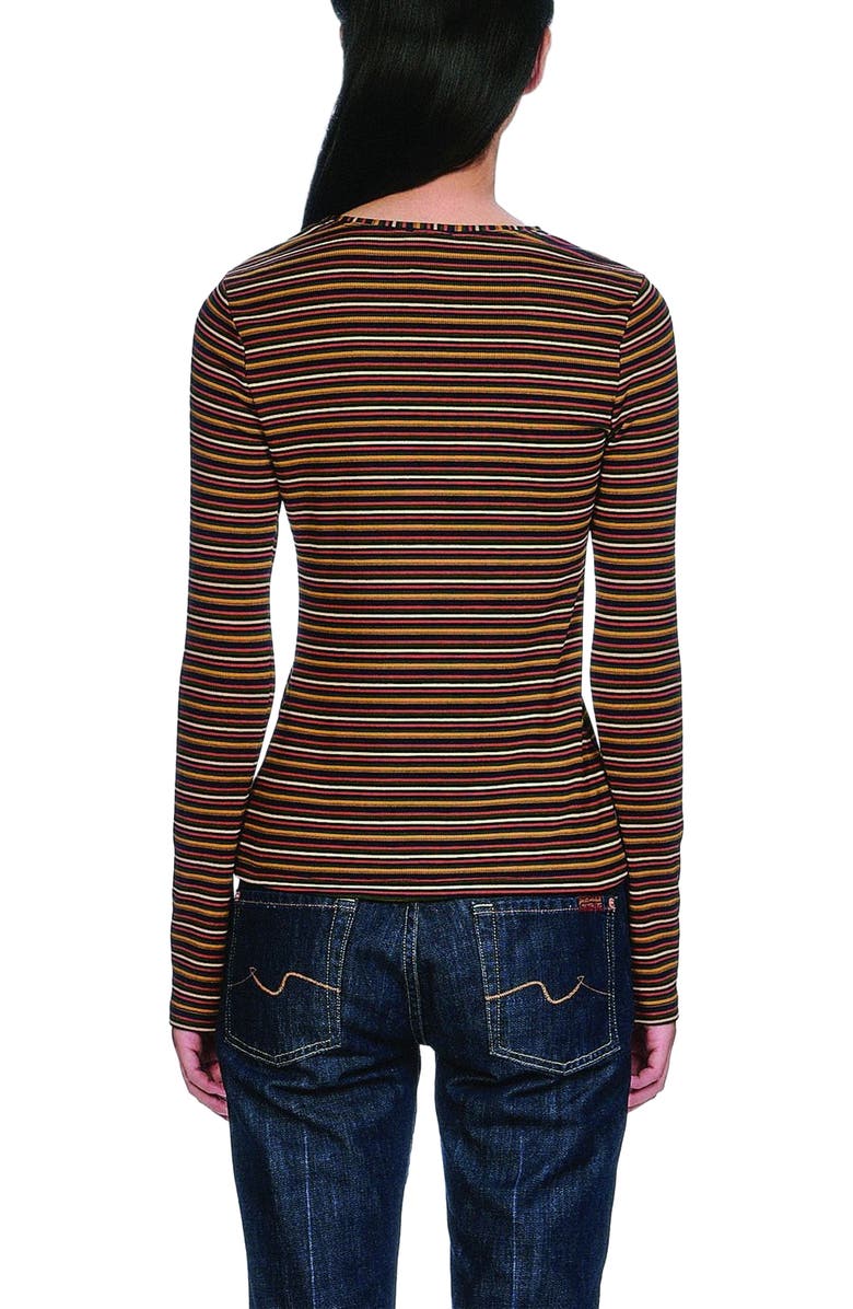 Anna Sui Venetian Stripe Long Sleeve Top, Alternate, color, Caramel Multi