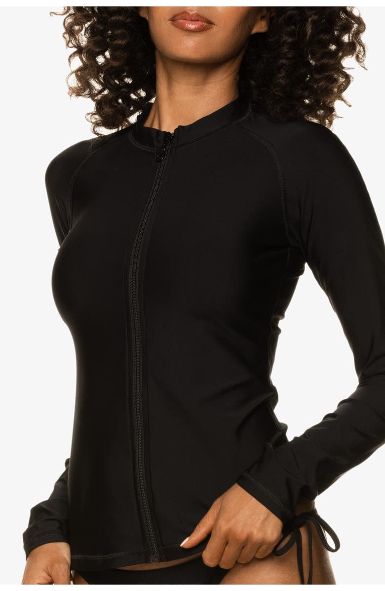 HELEN JON Beach Break Rash Guard UPF 50+, Alternate, color, Black
