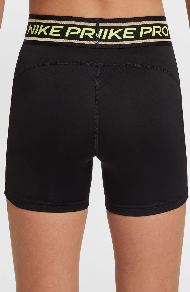 Nike Kids' Pro Dri-FIT Shorts, Alternate, color, Black/ Light Lemon Twist