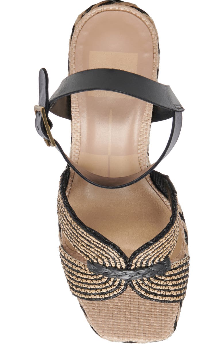 Dolce Vita Cale Woven Raffia Platform Sandal, Alternate, color, Black/Natural