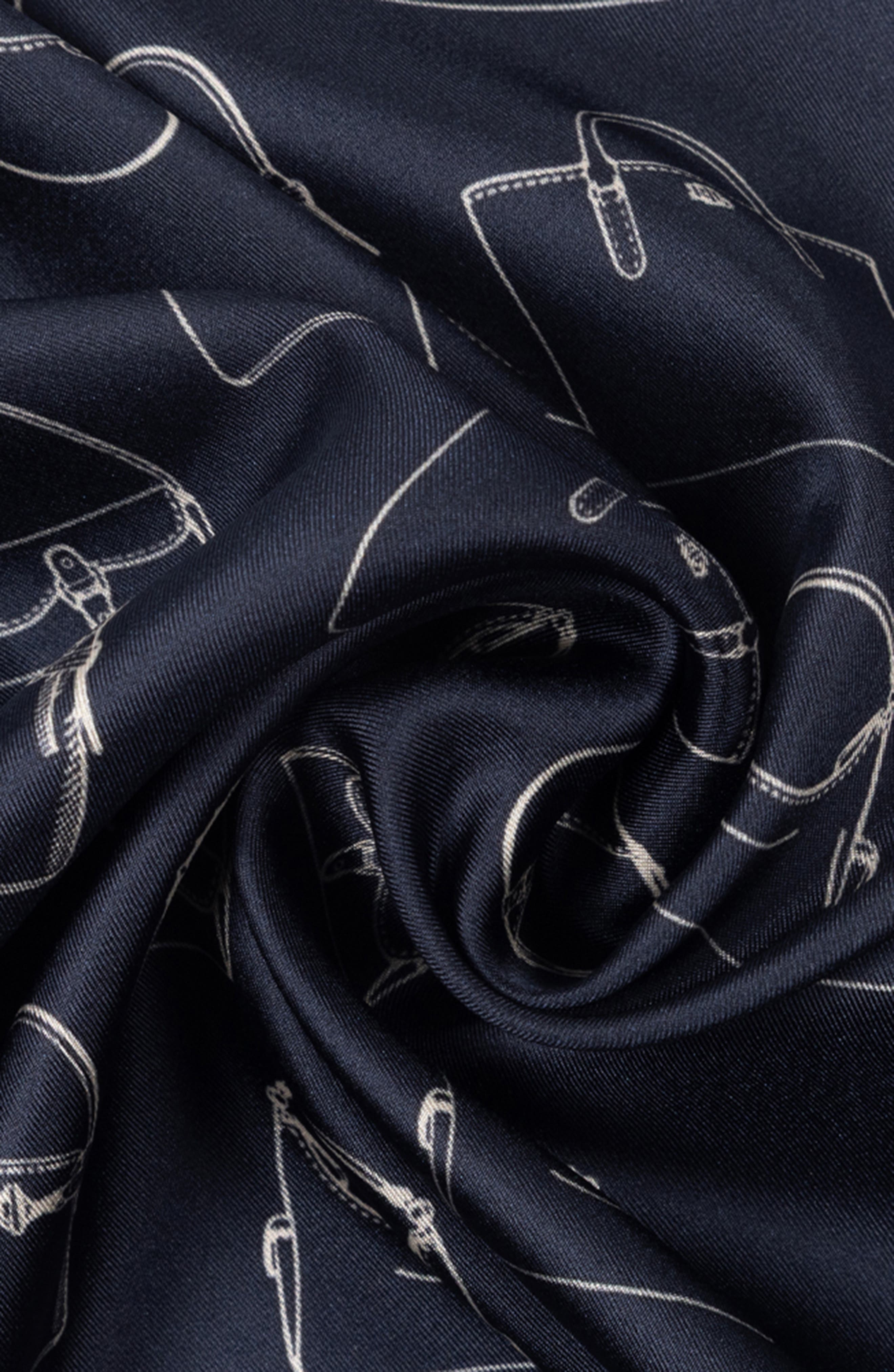 Handbag Print Silk Scarf, Alternate, color, NAVY