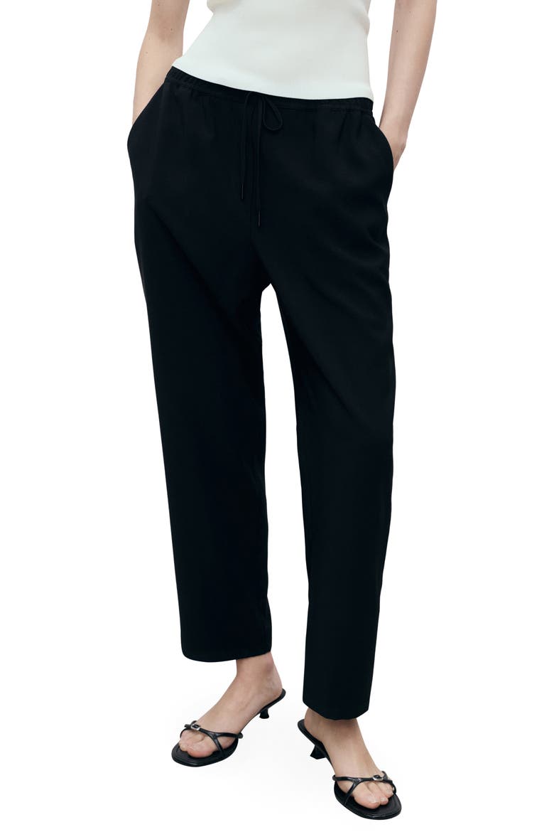 Flowy Drawstring Pants, Main, color, BLACK