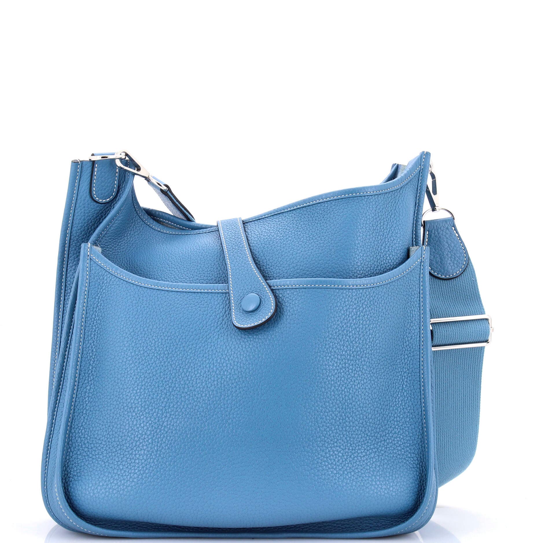 Pre-Owned Hermes Evelyne Bag Gen III Clemence GM, Alternate, color, Bleu Jean