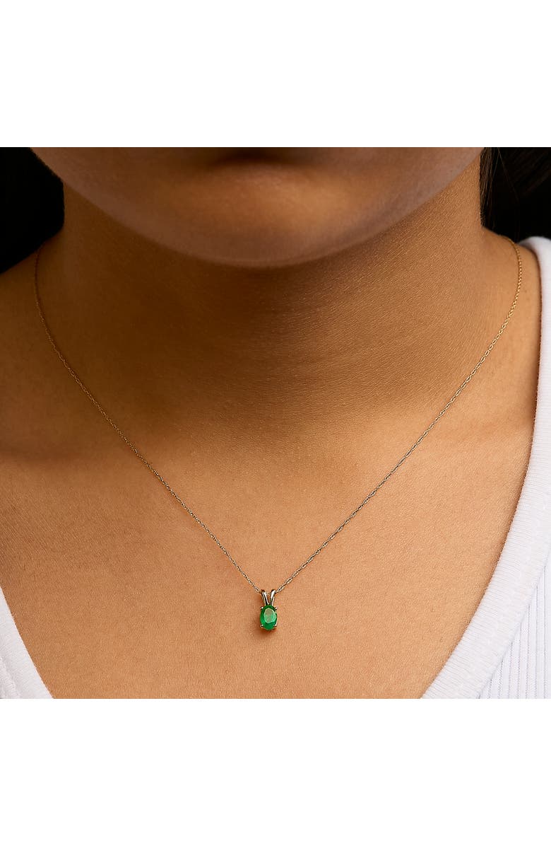 Haus of Brilliance 14K Yellow Gold Oval Green Emerald Solitaire Pendant Necklace, Alternate, color, Yellow