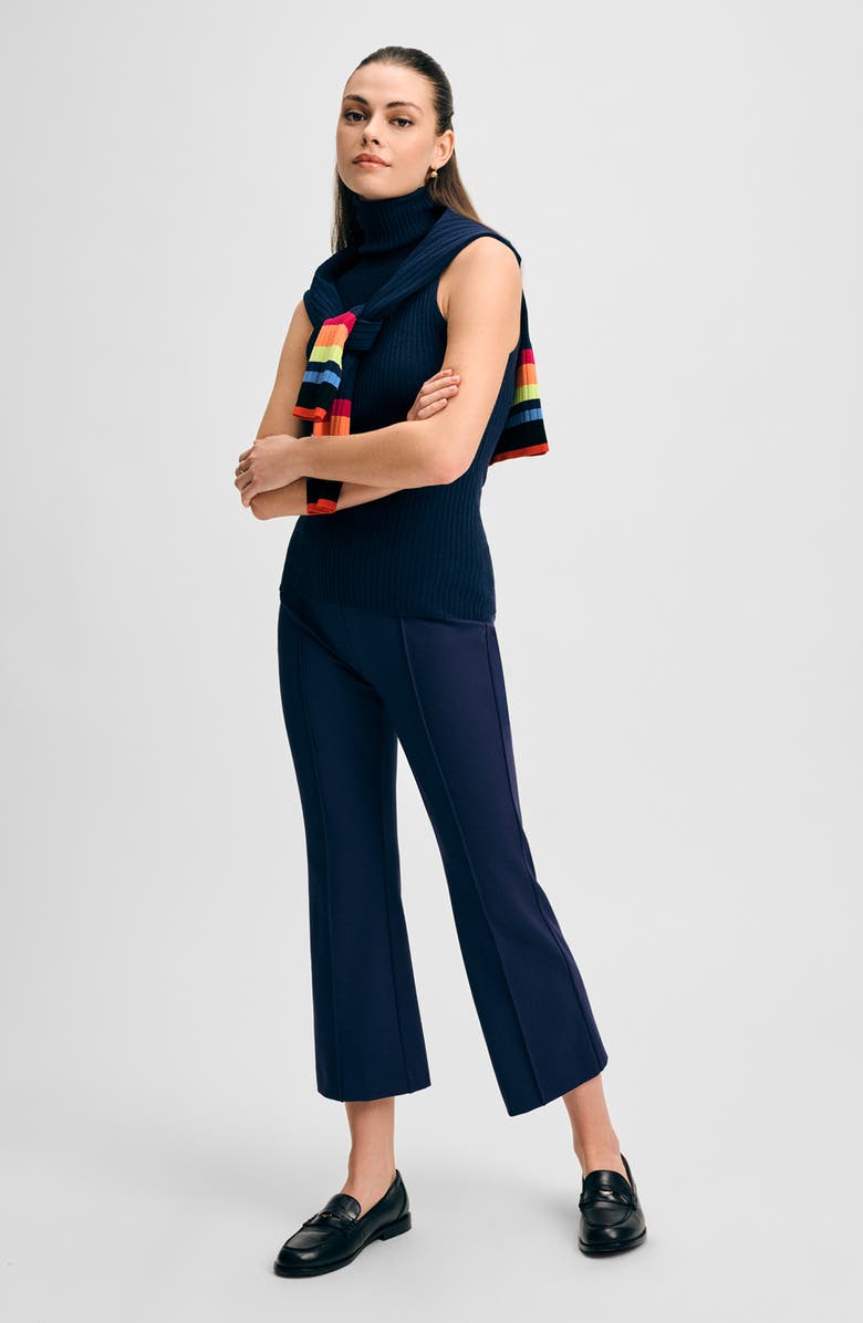 Isaac Mizrahi New York Ponte Ankle Kick Flare Pants, Alternate, color, Navy