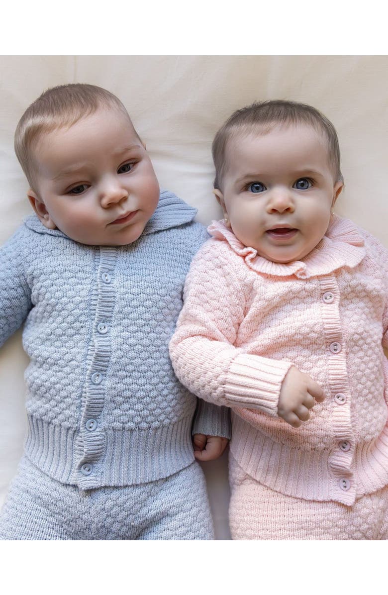 MiniMoi Cotton Knit Cardigan and Footed Pant, Alternate, color, Baby Pink